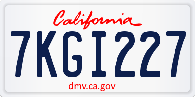 CA license plate 7KGI227