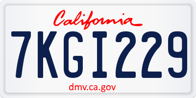CA license plate 7KGI229