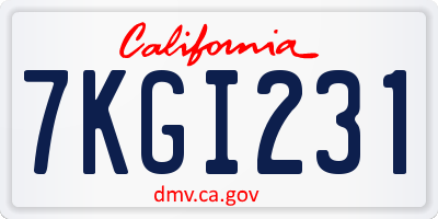 CA license plate 7KGI231