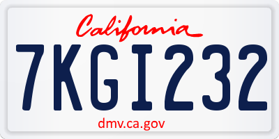 CA license plate 7KGI232