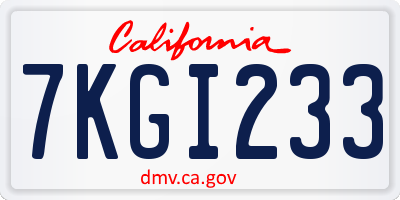 CA license plate 7KGI233
