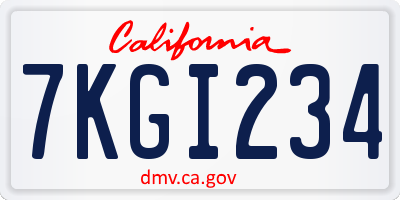 CA license plate 7KGI234