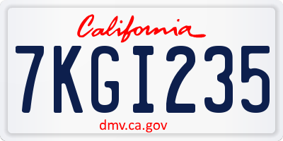 CA license plate 7KGI235