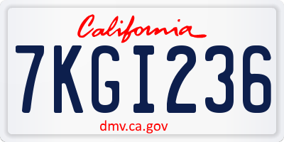 CA license plate 7KGI236