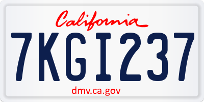 CA license plate 7KGI237
