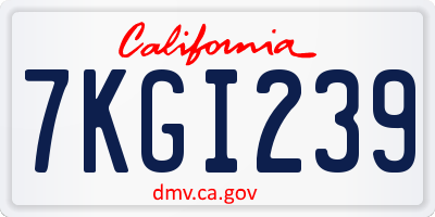 CA license plate 7KGI239