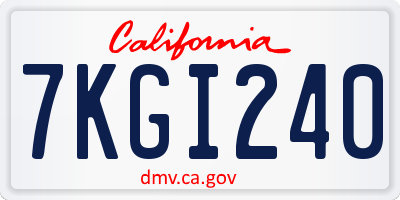 CA license plate 7KGI240