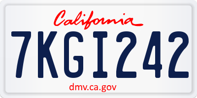 CA license plate 7KGI242