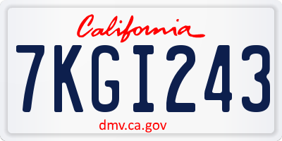 CA license plate 7KGI243