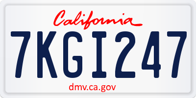 CA license plate 7KGI247