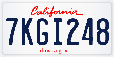 CA license plate 7KGI248