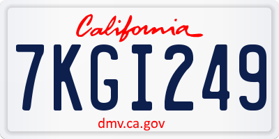 CA license plate 7KGI249
