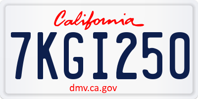 CA license plate 7KGI250