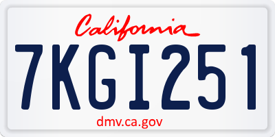 CA license plate 7KGI251