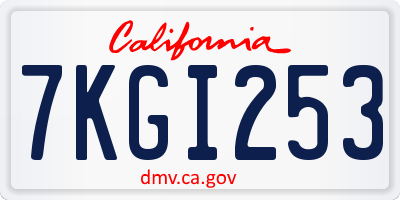 CA license plate 7KGI253
