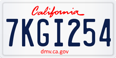 CA license plate 7KGI254