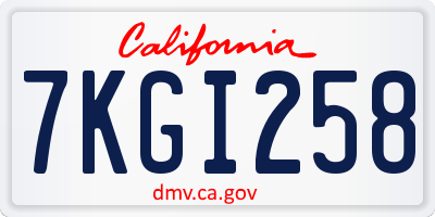 CA license plate 7KGI258