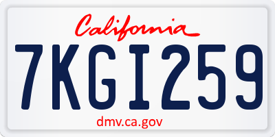 CA license plate 7KGI259