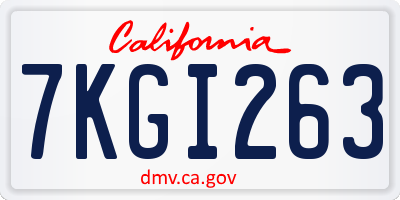 CA license plate 7KGI263
