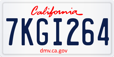 CA license plate 7KGI264