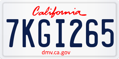 CA license plate 7KGI265