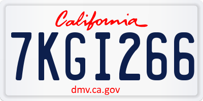 CA license plate 7KGI266