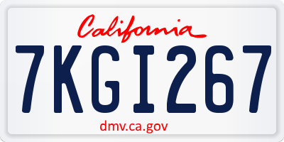 CA license plate 7KGI267