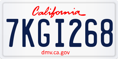 CA license plate 7KGI268