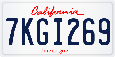 CA license plate 7KGI269
