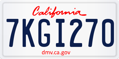 CA license plate 7KGI270
