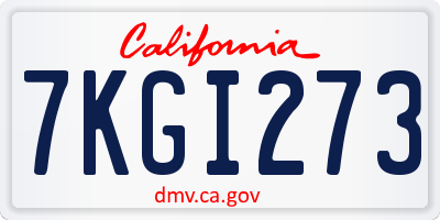 CA license plate 7KGI273
