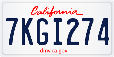 CA license plate 7KGI274
