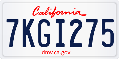 CA license plate 7KGI275