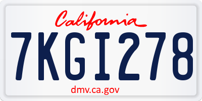 CA license plate 7KGI278