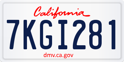 CA license plate 7KGI281