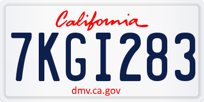 CA license plate 7KGI283