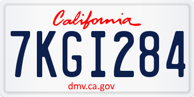 CA license plate 7KGI284