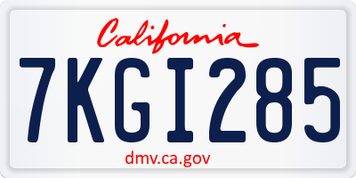 CA license plate 7KGI285
