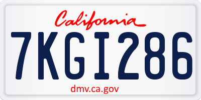 CA license plate 7KGI286