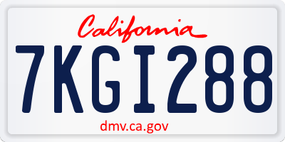 CA license plate 7KGI288