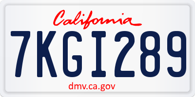CA license plate 7KGI289