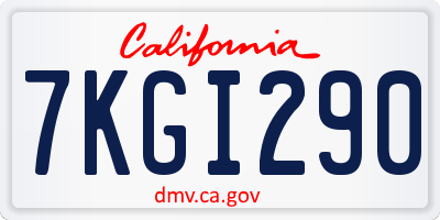 CA license plate 7KGI290