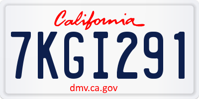 CA license plate 7KGI291