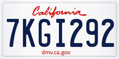 CA license plate 7KGI292