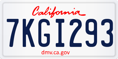 CA license plate 7KGI293