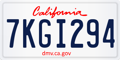CA license plate 7KGI294