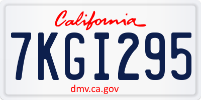 CA license plate 7KGI295