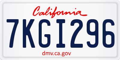 CA license plate 7KGI296