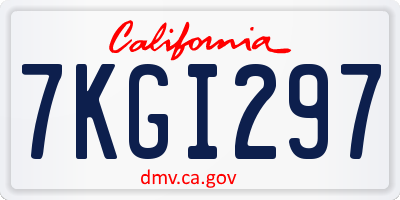 CA license plate 7KGI297