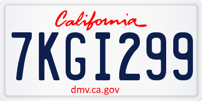 CA license plate 7KGI299